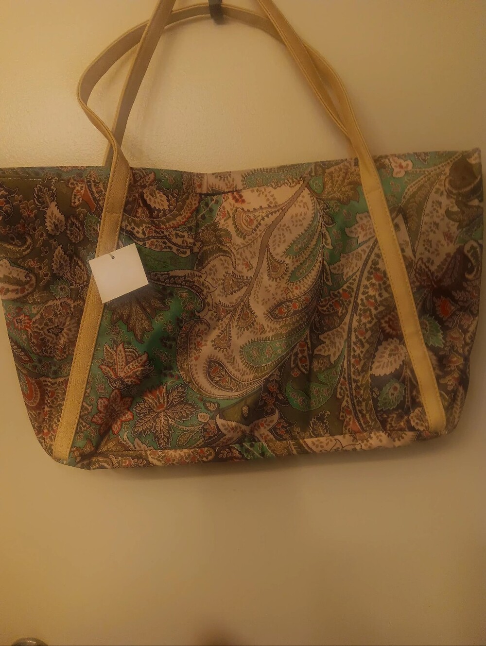 Floral Paisley Tote Bag in Teal and Cream